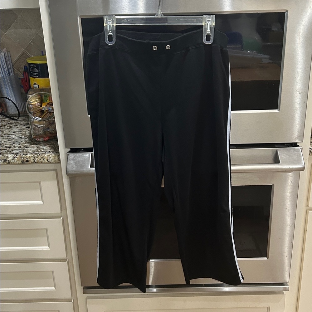 Zena Black Capris with White Stripes